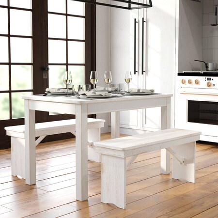 Flash Furniture Rectangle 30" W, 46" L, 29.5" H, Wood, Wood Grain XA-F-46X30-WH-GG